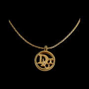 Christian Dior - Vintage Gold Circle Logo Pendant Necklace
