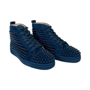 Christian Louboutin - Blue Suede Louis Spikes High Top Sneakers Unisex