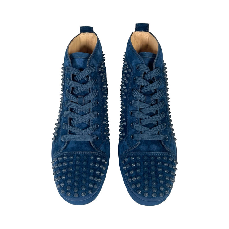 Christian Louboutin - Blue Suede Louis Spikes High Top Sneakers Unisex