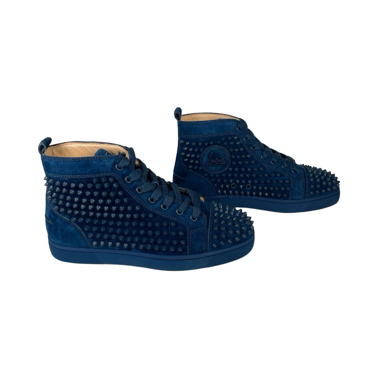 Christian Louboutin - Blue Suede Louis Spikes High Top Sneakers Unisex