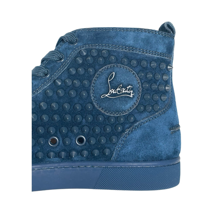 Christian Louboutin Blue Suede Louis Spikes High Top Sneaker FOMO