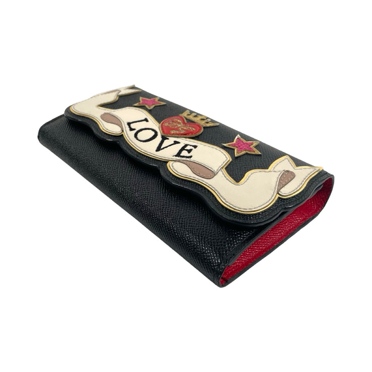 Dolce & Gabbana - Black Leather Continental Love Wallet