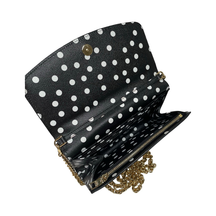 Dolce & Gabbana - DG Black Embossed Lizard Large Wallet On Chain
