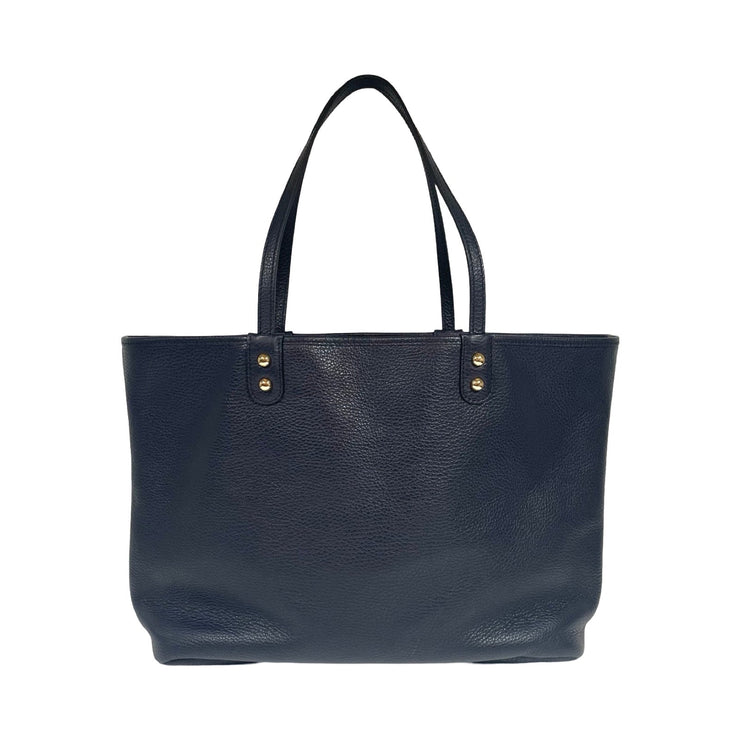 ETRO - Navy Leather Shopper Tote w/Blue Paisley Interior