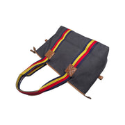 Fendi - FF Large Denim Tote Red, Yellow & Navy Stripes