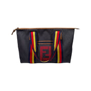 Fendi - FF Large Denim Tote Red, Yellow & Navy Stripes