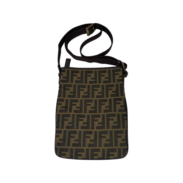 Fendi FF Zucca Brown Canvas Crossbody Shoulder Bag FOMO