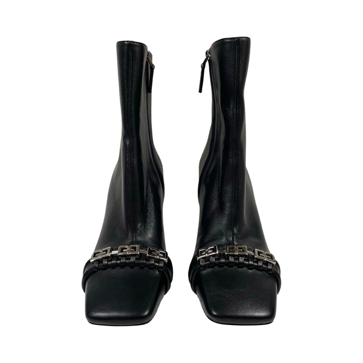 Givenchy - G Woven Black Leather Ankle Boots