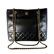 Givenchy Vintage Black Quilted Lambskin Gold Chain Tote