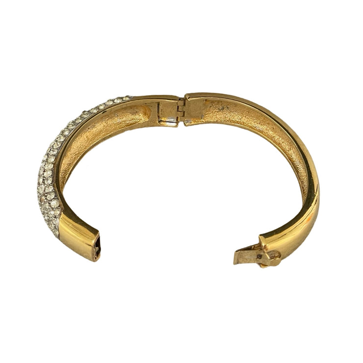 Givenchy - Vintage Gold Crystal Hinged Bangle Bracelet