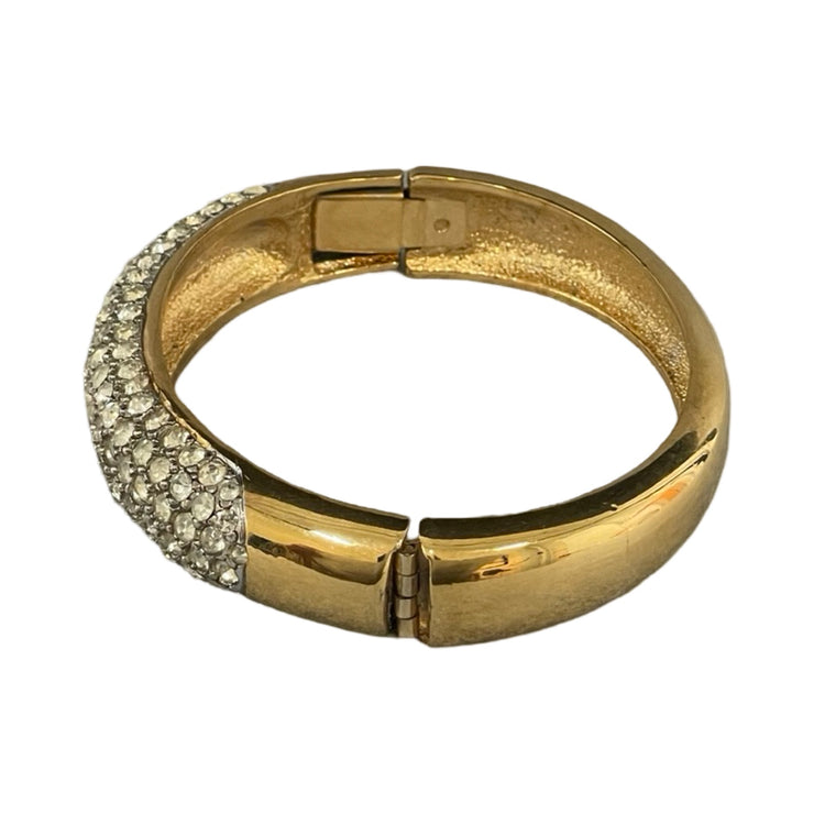 Givenchy - Vintage Gold Crystal Hinged Bangle Bracelet