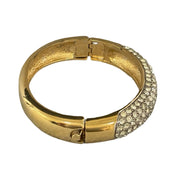 Givenchy - Vintage Gold Crystal Hinged Bangle Bracelet