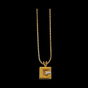 Givenchy - Vintage Gold G Pendant Rhinestone Necklace GG Clasp