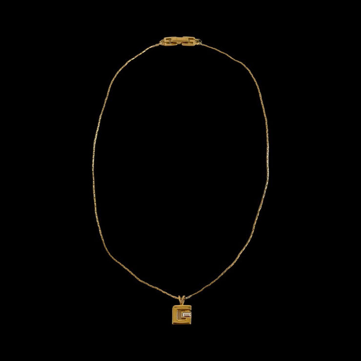 Givenchy - Vintage Gold G Pendant Rhinestone Necklace GG Clasp