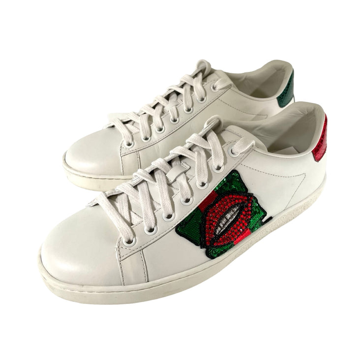 Gucci - Ace Sequin Web White Sneakers