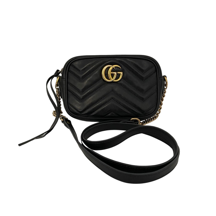 Gucci GG Marmont Mini Shoulder Bag Black Leather