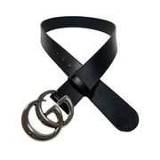 Gucci - Black Leather Silver GG Marmont Belt