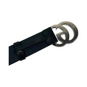 Gucci - Black Leather Silver GG Marmont Belt