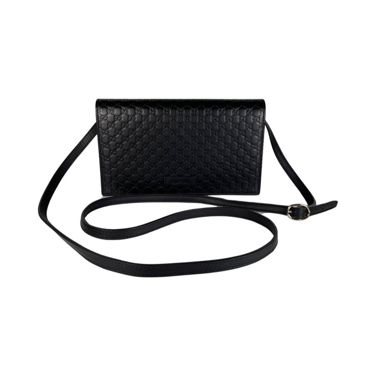 Gucci - Black Micro Guccissima Wallet on Leather Strap