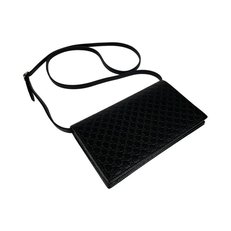 Gucci - Black Micro Guccissima Wallet on Leather Strap