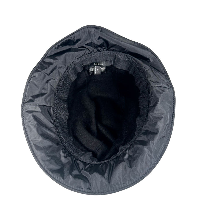Gucci - Black Nylon Web Stripe Bucket Hat Large