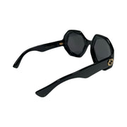 Gucci - Black Round Geometric Interlocking G Sunglasses