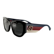 Gucci - Black Interlocking G Sunglasses w/Navy, Red & White Arms