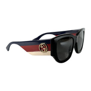 Gucci - Black Interlocking G Sunglasses w/Navy, Red & White Arms