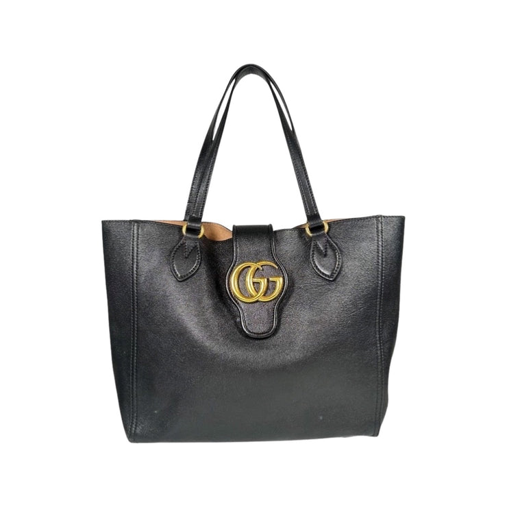 Gucci - Dahlia Double G Black Leather Medium Tote & Pouch