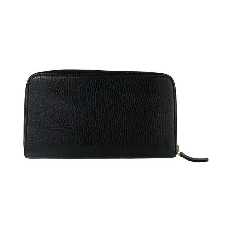 Gucci - GG Black Pebbled Leather Interlocking G Long Zip Wallet