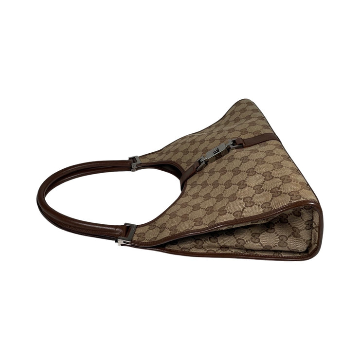 Gucci GG Canvas Jackie Bardot Leather Handbag