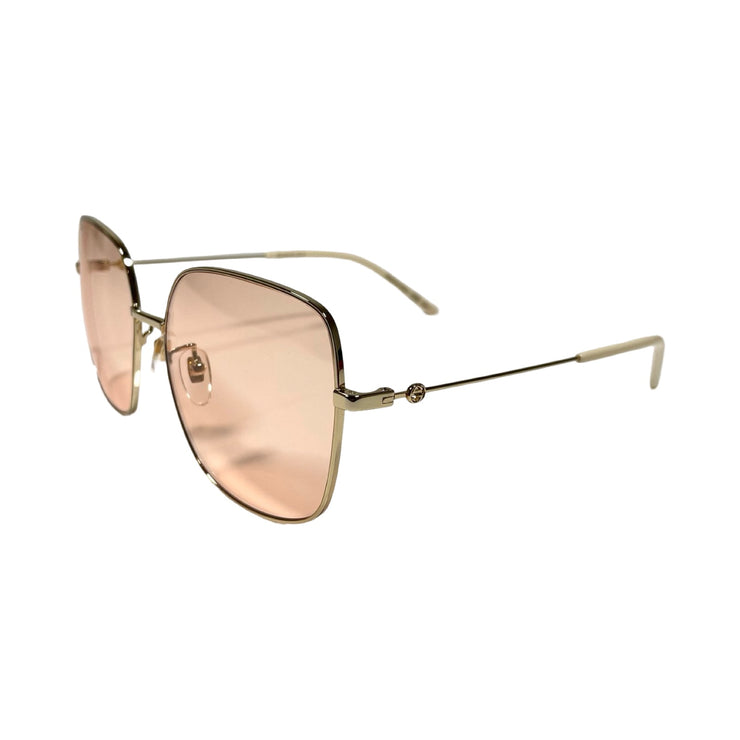 Gucci - GG Gold Frame Interlocking G Pink Sunglasses