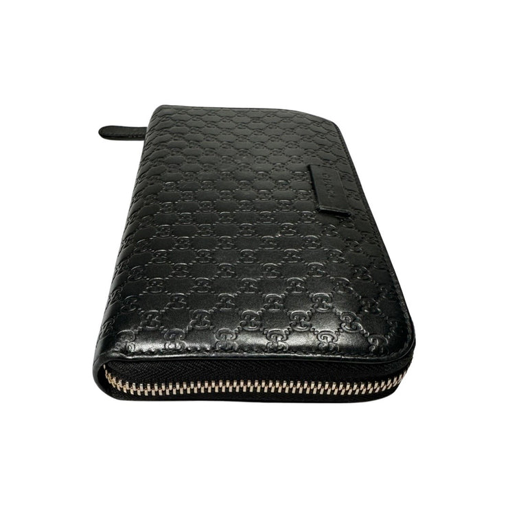 Gucci - GG Black Leather Micro Guccisima Long Zip Wallet