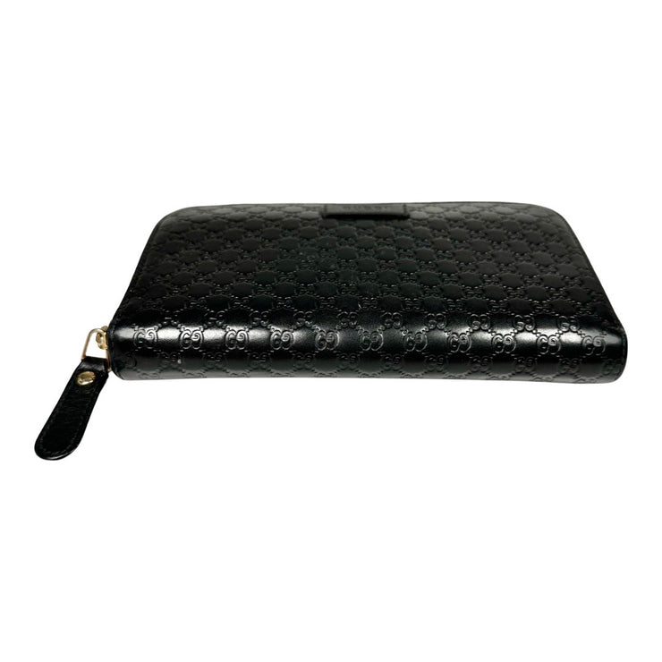 Gucci - GG Black Leather Micro Guccisima Long Zip Wallet