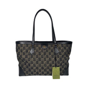 Gucci - GG Jacquard Black Denim Medium Shopping Tote NEW