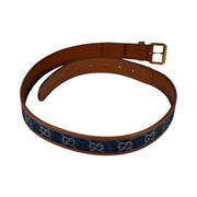 Gucci - GG Jacquard Denim & Brown Leather Belt 80/32