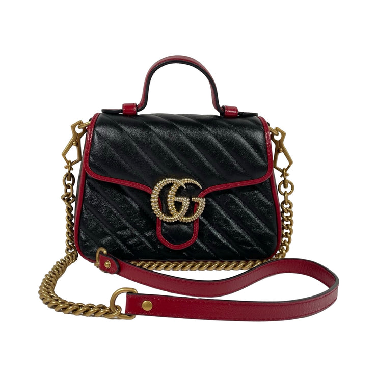 Gucci - GG Marmont Black Torchon Top Handle Crossbody