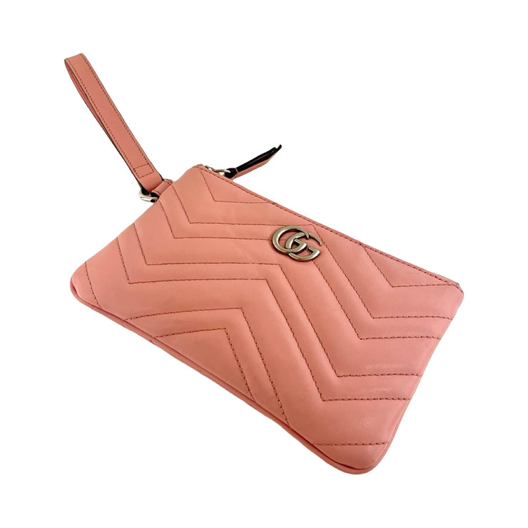 Gucci - GG Marmont Pink Leather Wristlet Pouch