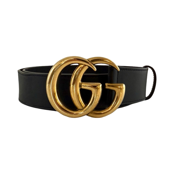 Gucci - GG Marmont Wide Belt Black Leather 85/34