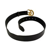 Gucci - GG Marmont Wide Belt Black Leather 85/34
