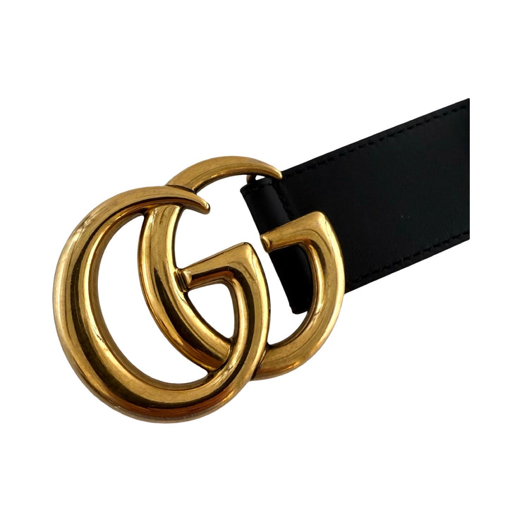 Gucci - GG Marmont Wide Belt Black Leather 85/34