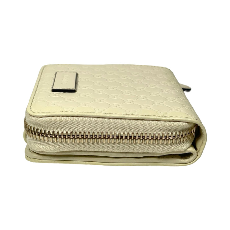 Gucci - GG Micro Guccisima Cream Leather Bifold Zip Wallet
