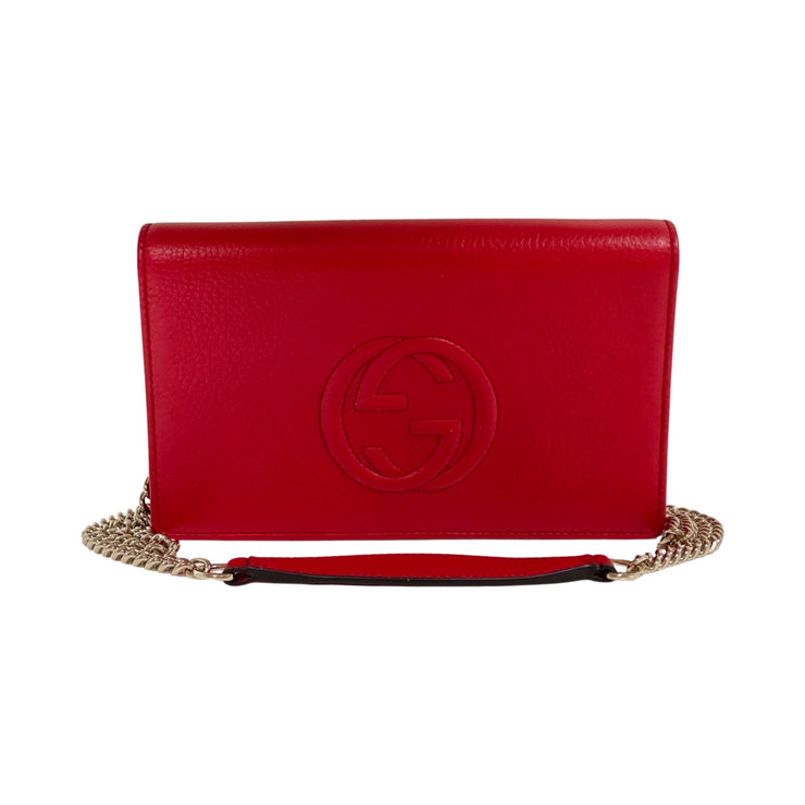 Gucci - GG Red Interlocking G Soho Wallet on Chain