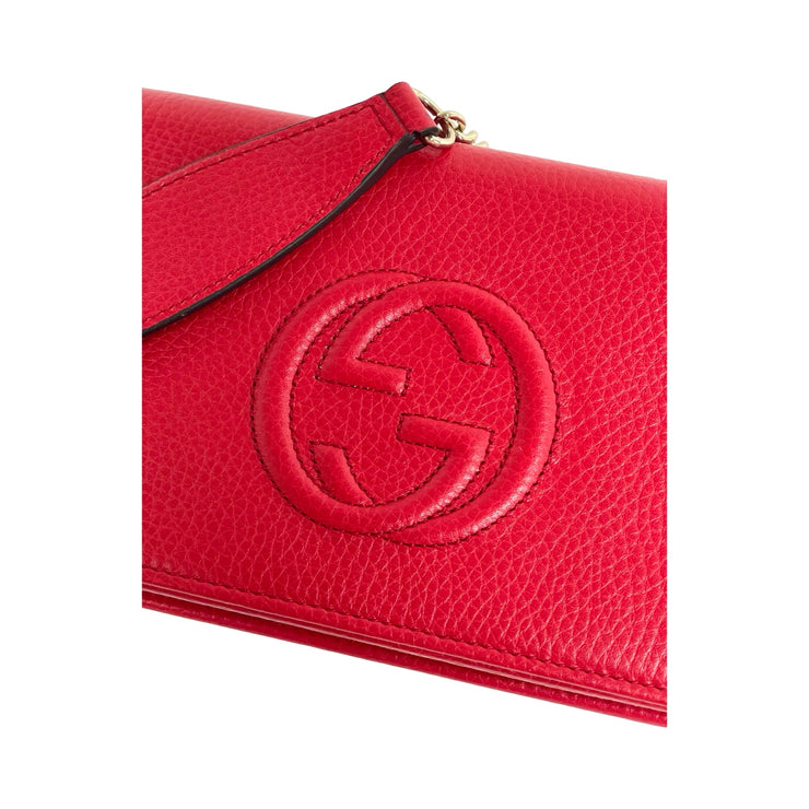 Gucci - GG Red Interlocking G Soho Wallet on Chain