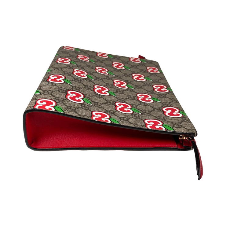 Gucci - GG Supreme Apples Clutch Red Leather