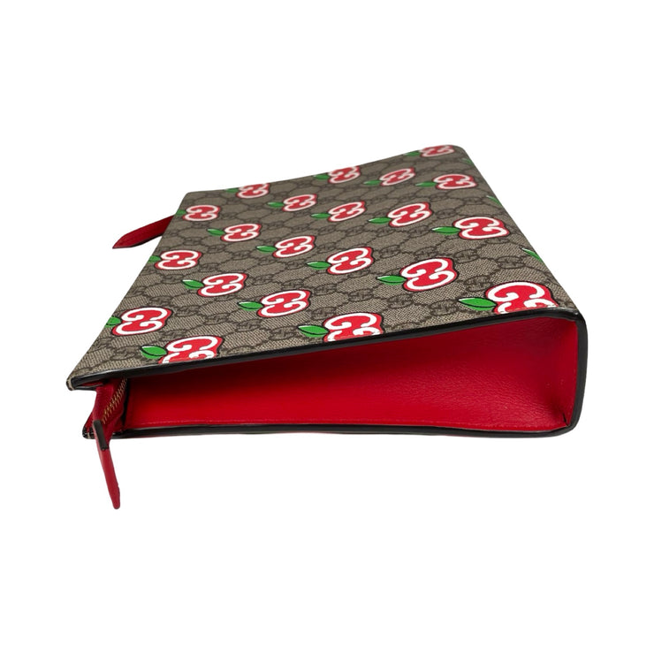 Gucci - GG Supreme Apples Clutch Red Leather