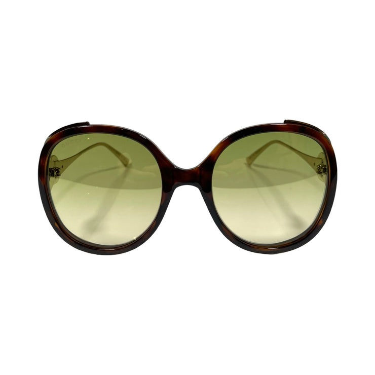 Gucci - Havana Chrome Green Interlocking G Mirrored Sunglasses