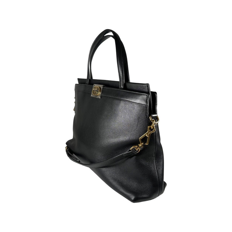 Gucci - Linea Matisse Interlocking GG Medium Black Leather Tote