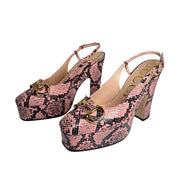 Gucci - NEW Calfskin Snakeskin Print Horsebit Platform Slingback Pumps