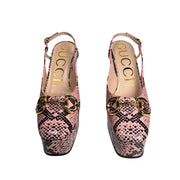 Gucci - NEW Calfskin Snakeskin Print Horsebit Platform Slingback Pumps